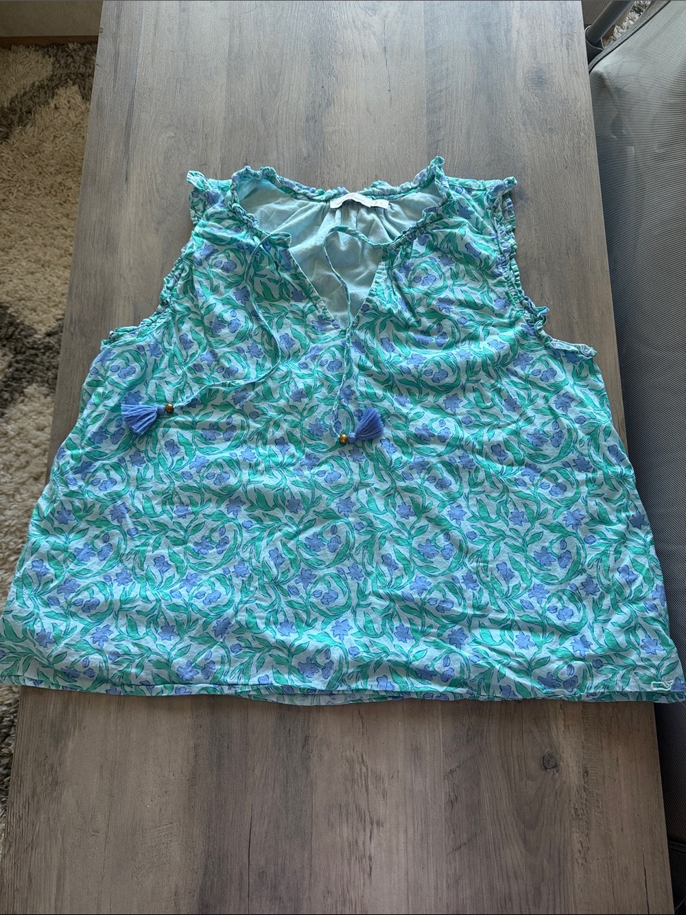 Vineyard Vines Aqua & Light Blue Floral Sleeveless Camisole